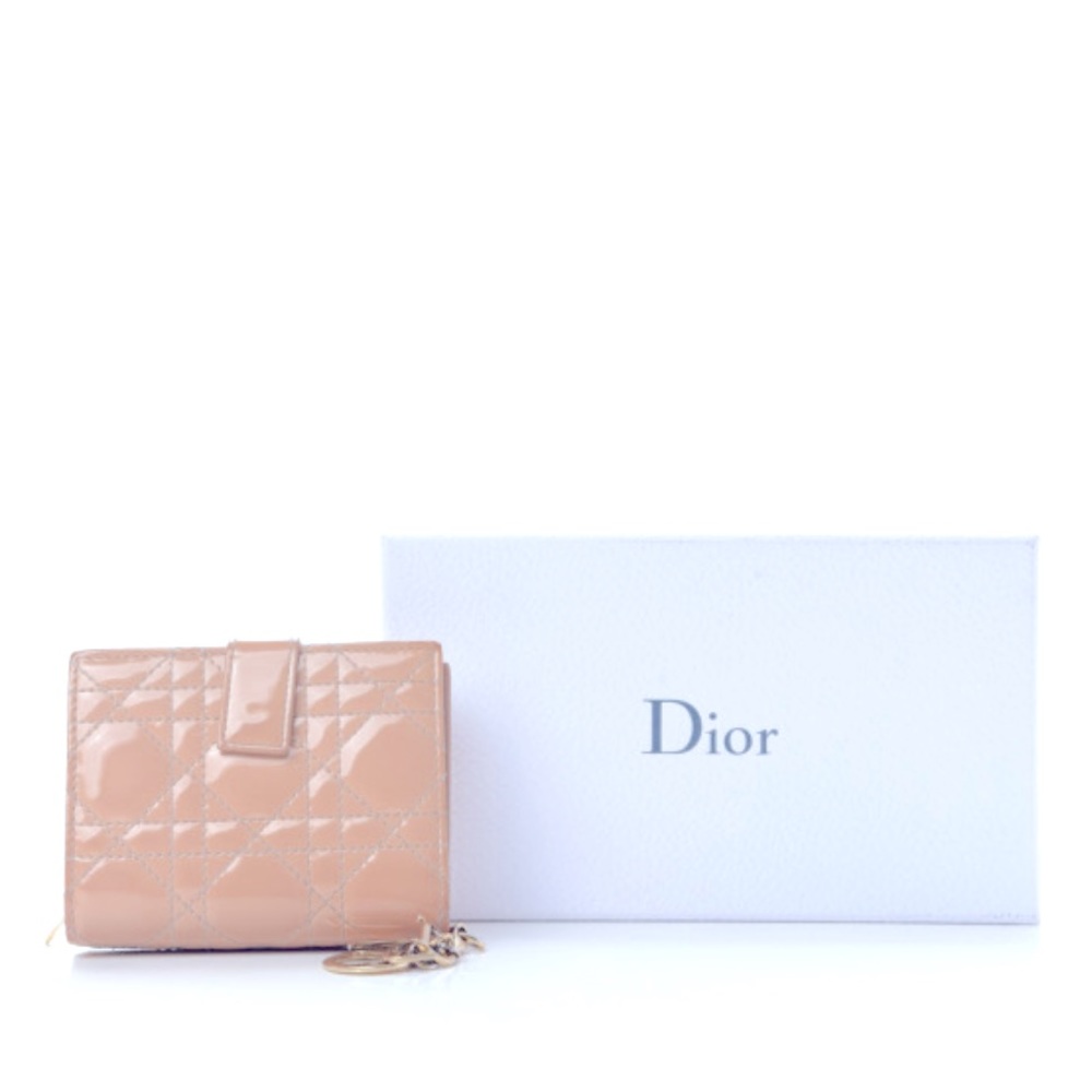 Christian Dior Lady Dior Patent cannage leather eden wallet.